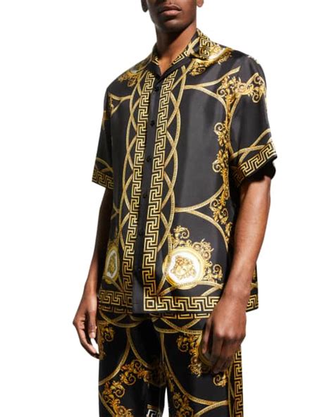 Versace Men's La Coupe des Dieux Silk Camp Shirt